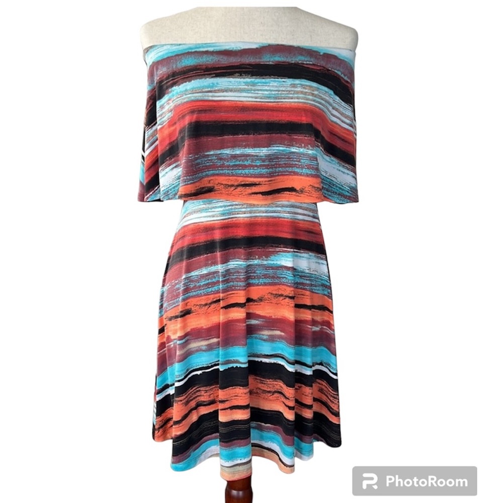 Veronica M Dress Strapless Size Small Colorful Vacation Summer Party Cruise